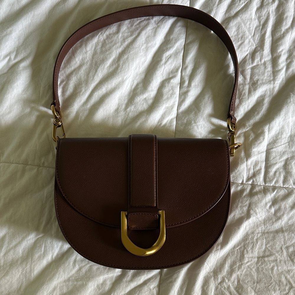 Charles & Keith Brown Gabine Leather Saddle Bag